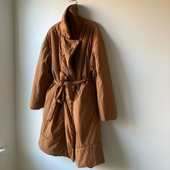 kimono cocoon duvet wrap coat oversized puffer jacket robe belted belt pumpkin s - Picture 9 of 10